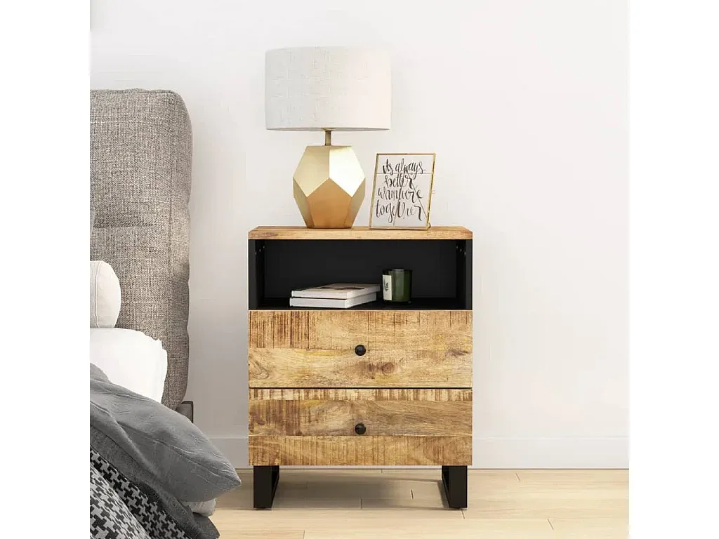 Moderner Nachttisch aus Mango-Holz mit Stauraum-decoravito.com