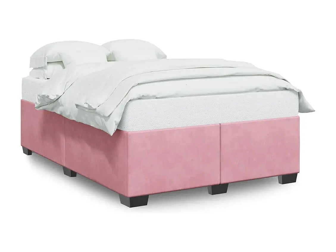 Modernes Samt-Bettgestell in Rosa 160x200 cm-decoravito.com