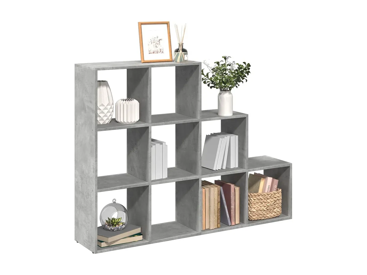 Moderner Raumtrenner Regal in Betongrau-decoravito.com