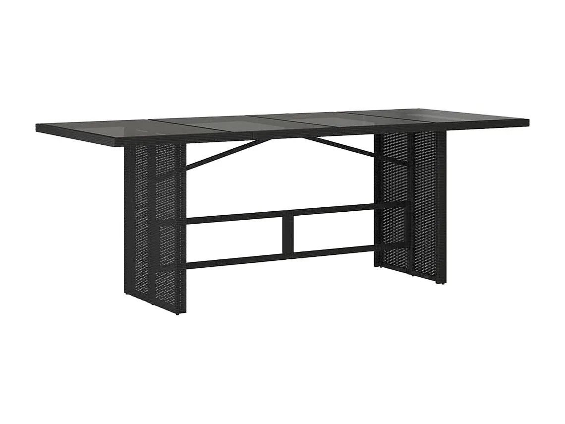 Gartentisch mit Glasplatte Schwarz 190x80x74 cm Poly Rattan-decoravito.com