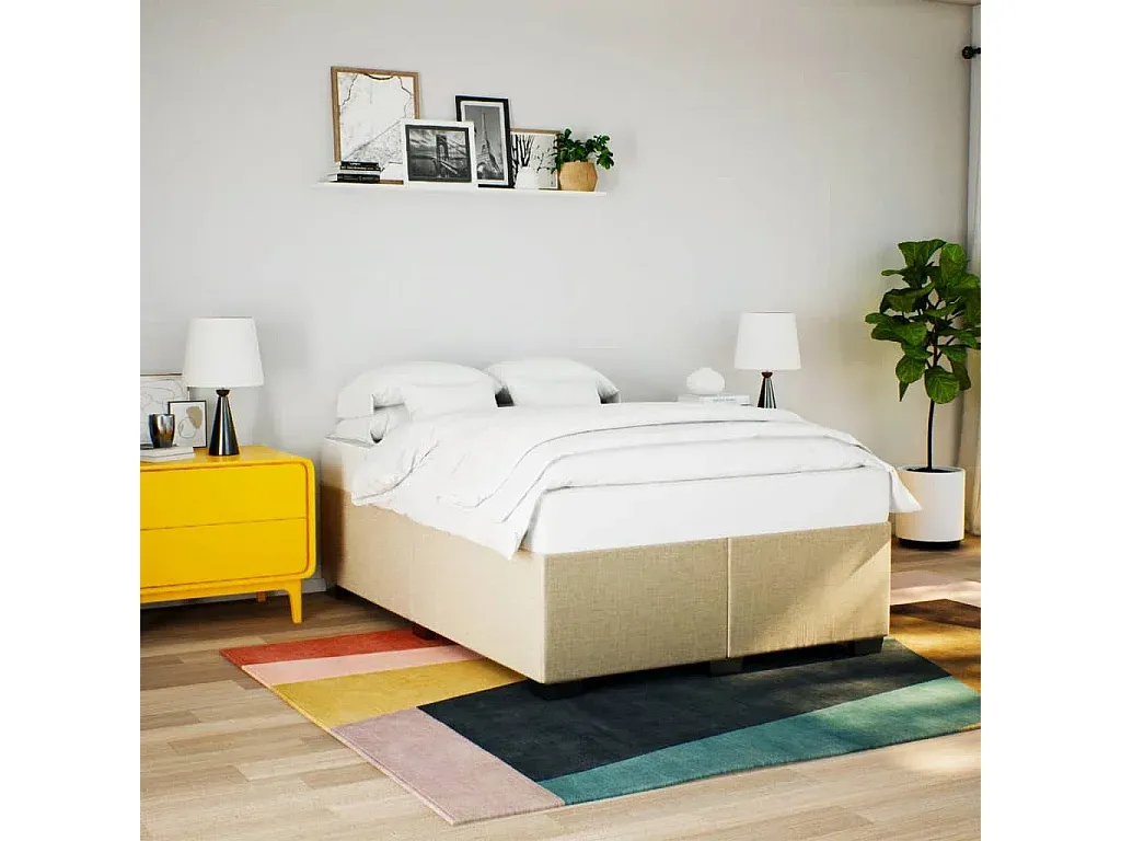 Geräumiges Stoffbettgestell in Creme 160x200 cm-decoravito.com