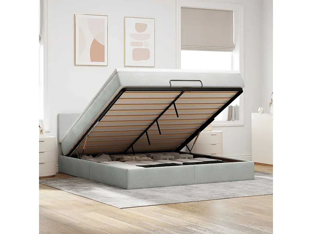 Platzsparendes Polsterbett mit LED-Beleuchtung 180x200 cm-decoravito.com