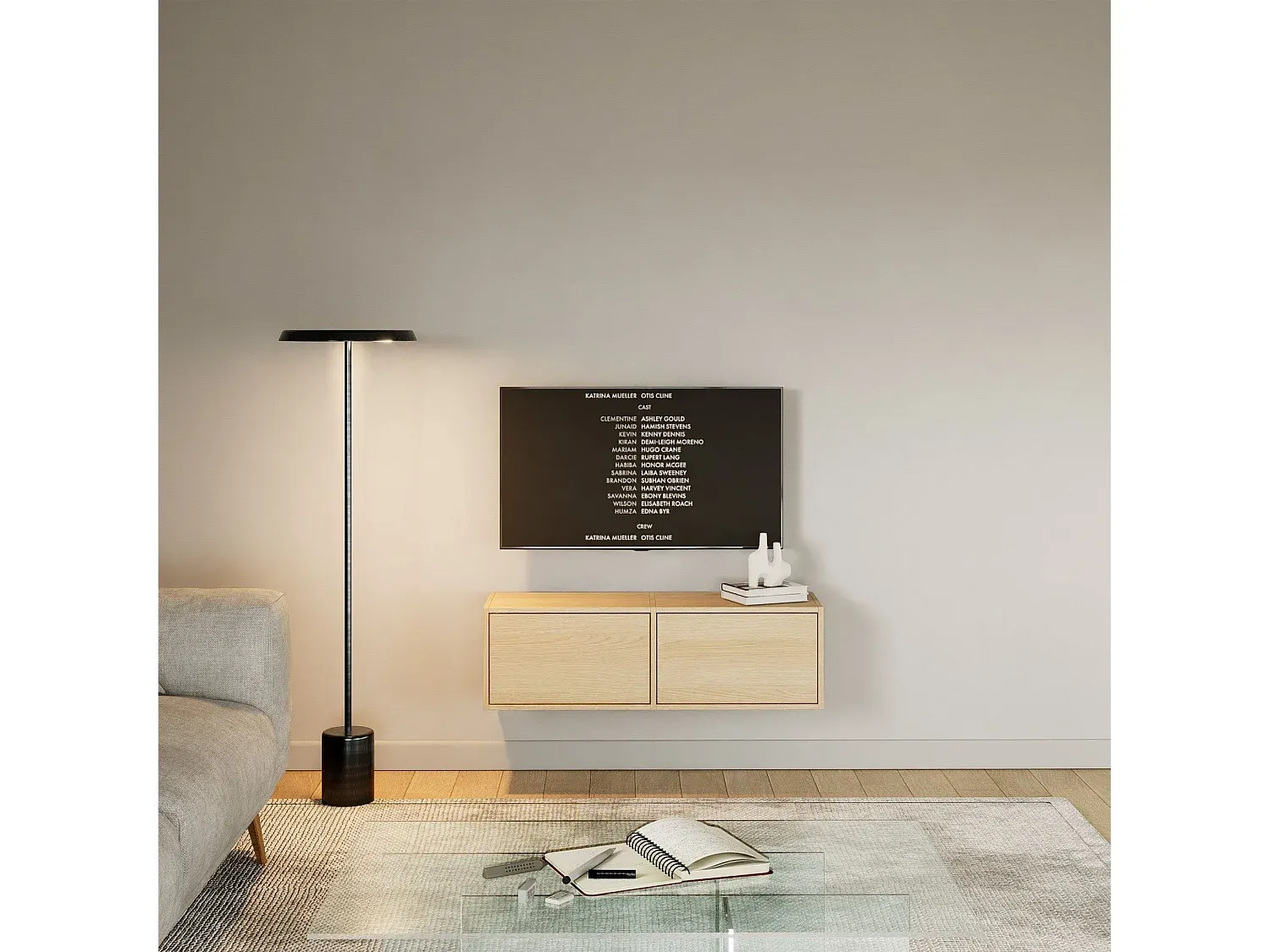 TV-Lowboard mit 2 Klappen in Eichenholzoptik – 100 cm-decoravito.com