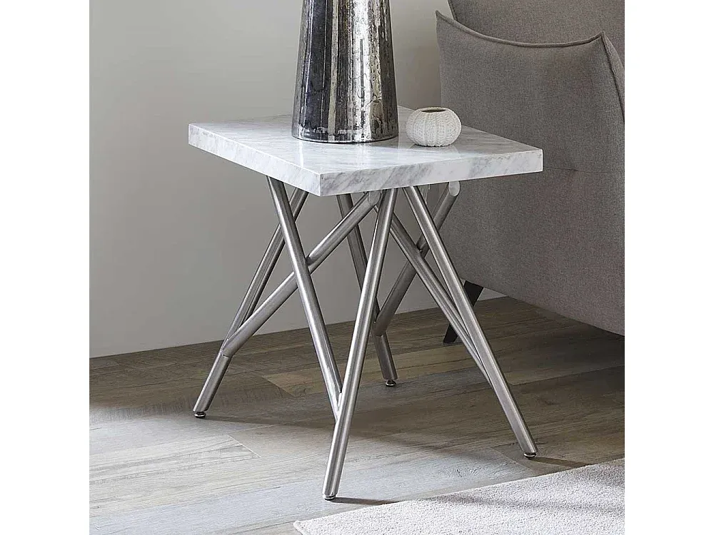 Eleganter Beistelltisch mit Marmorplatte und Edelstahlgestell-decoravito.com