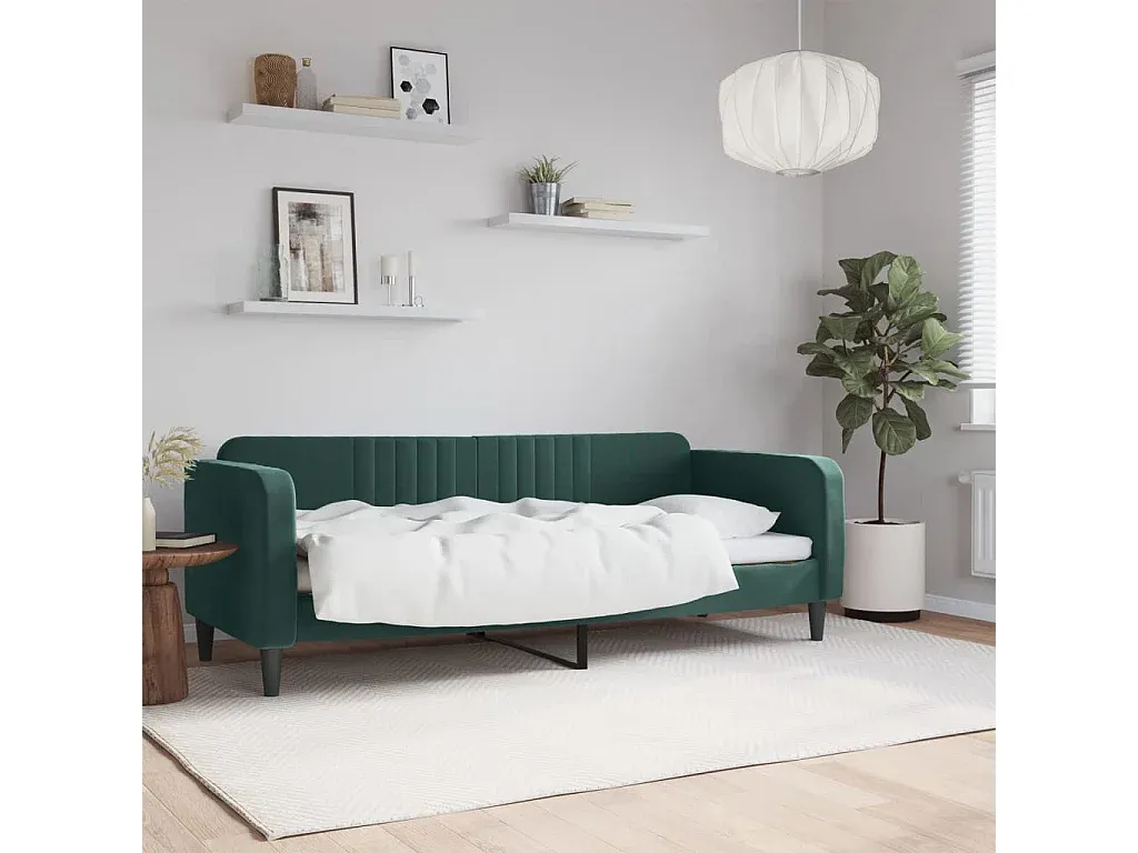 Elegantes Tagesbett in Dunkelgrün aus Samt 80x200 cm-decoravito.com