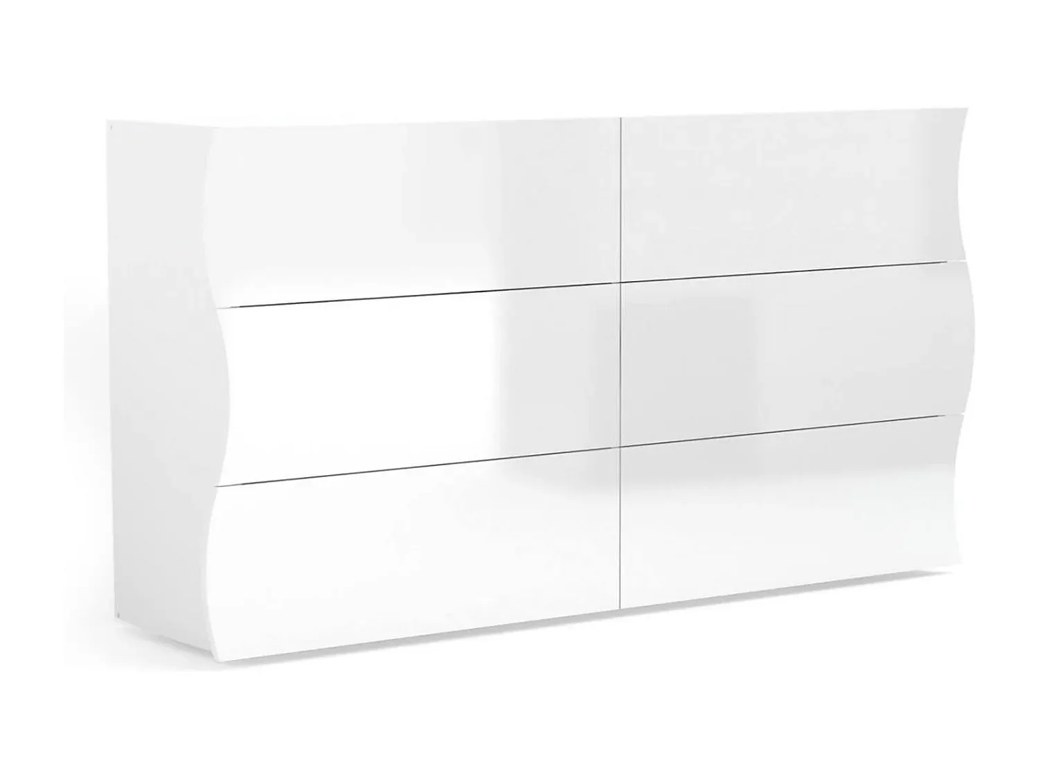 Große Schlafzimmer-Kommode mit 6 Schubladen, weiß glänzend-decoravito.com