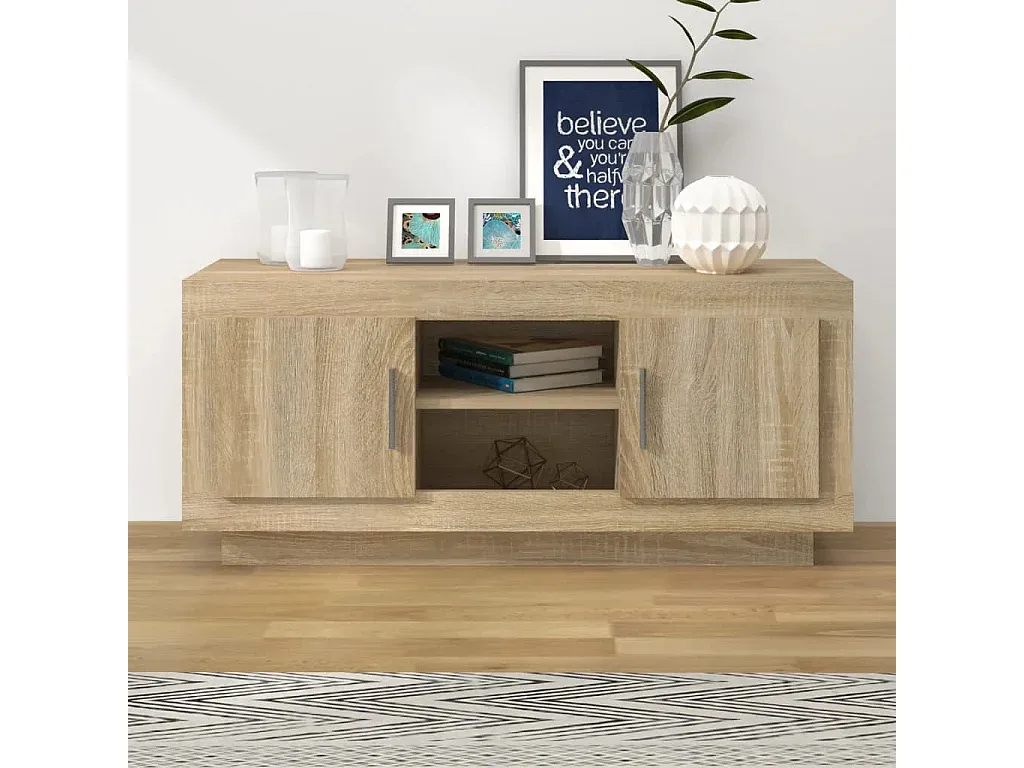Fernsehschrank aus Holzwerkstoff in Eiche Sonoma, 102x35x45 cm-decoravito.com