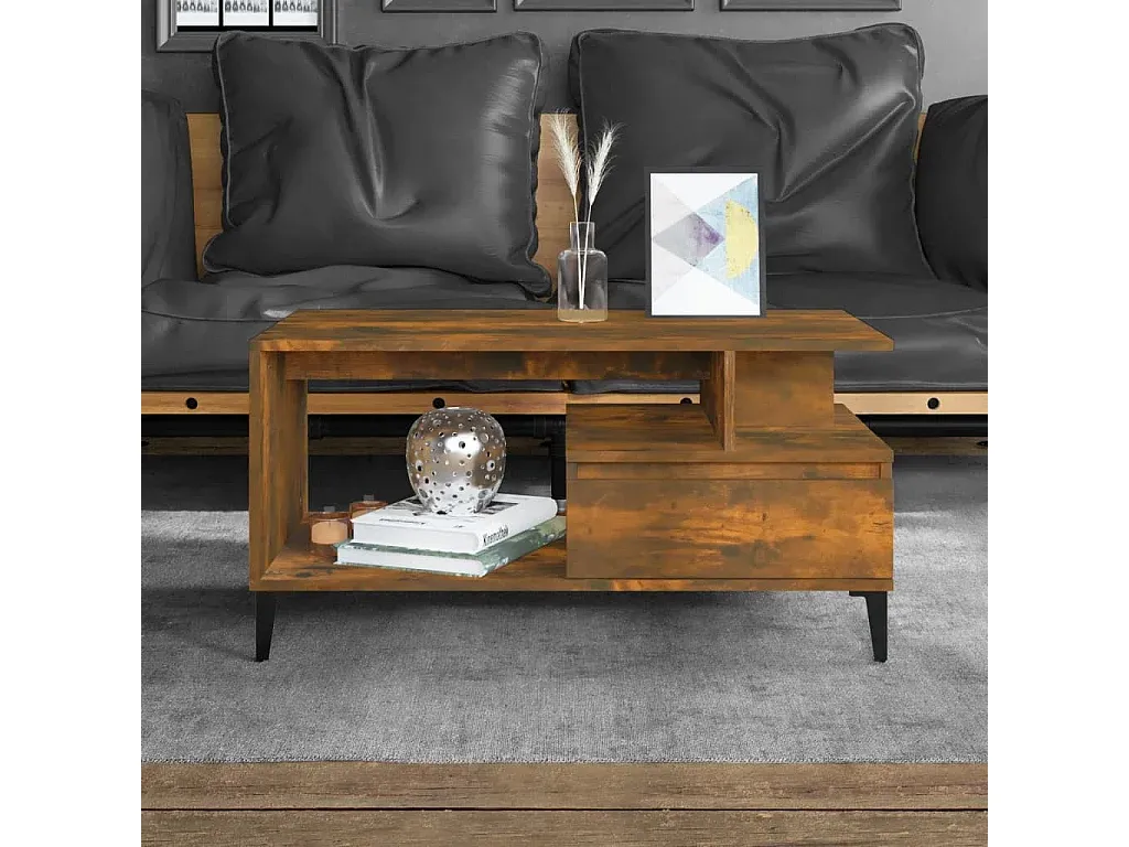 Moderner Couchtisch in Räuchereiche Optik, 90x49x45 cm-decoravito.com