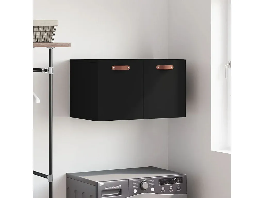 Schwarzer Wandhängeschrank aus Holzwerkstoff 60x36,5x35 cm-decoravito.com