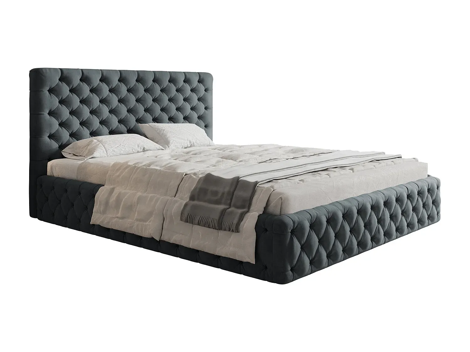 Luxuriöses Doppelbett mit Stauraum und Samtstoff 180x200 cm-decoravito.com