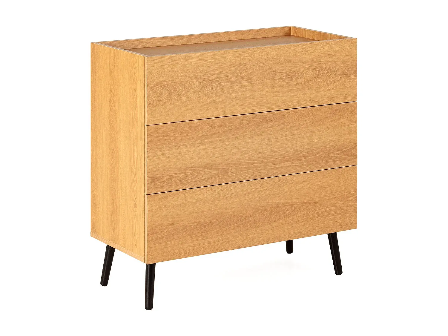Holzfarbene Kommode mit 3 Schubladen-decoravito.com