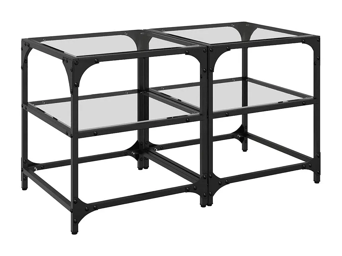 Transparenter Sofatisch-Satz mit Glasplatten und Stahlrahmen-decoravito.com