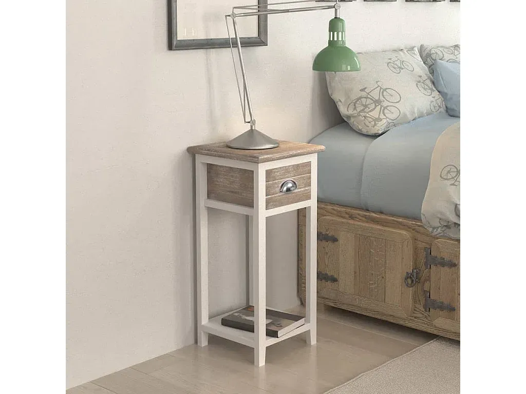 Moderner Nachttisch mit Schublade in Braun und Weiß-decoravito.com