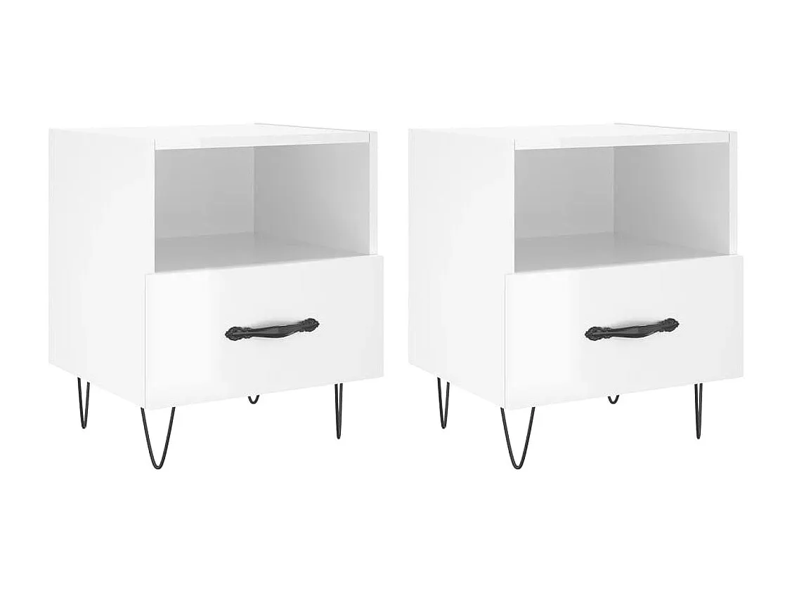 Nachttisch-Set Hochglanz Weiß 40x35x47,5 cm-decoravito.com
