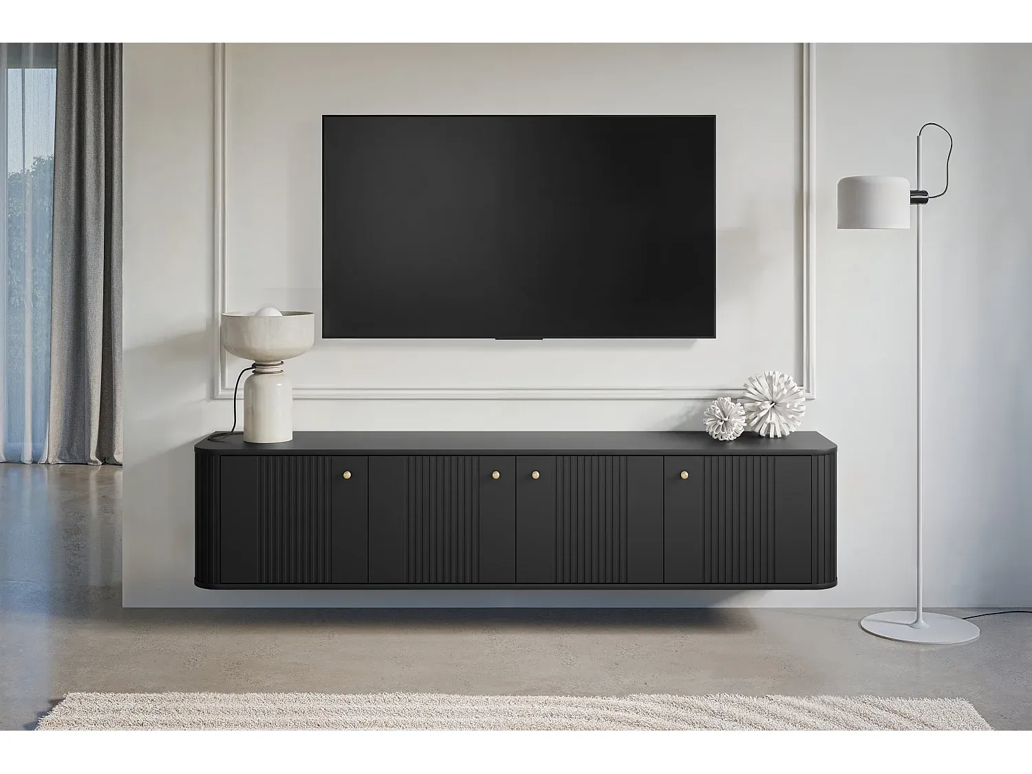 Moderne Wandregal für Fernseher, 187x36 cm-decoravito.com