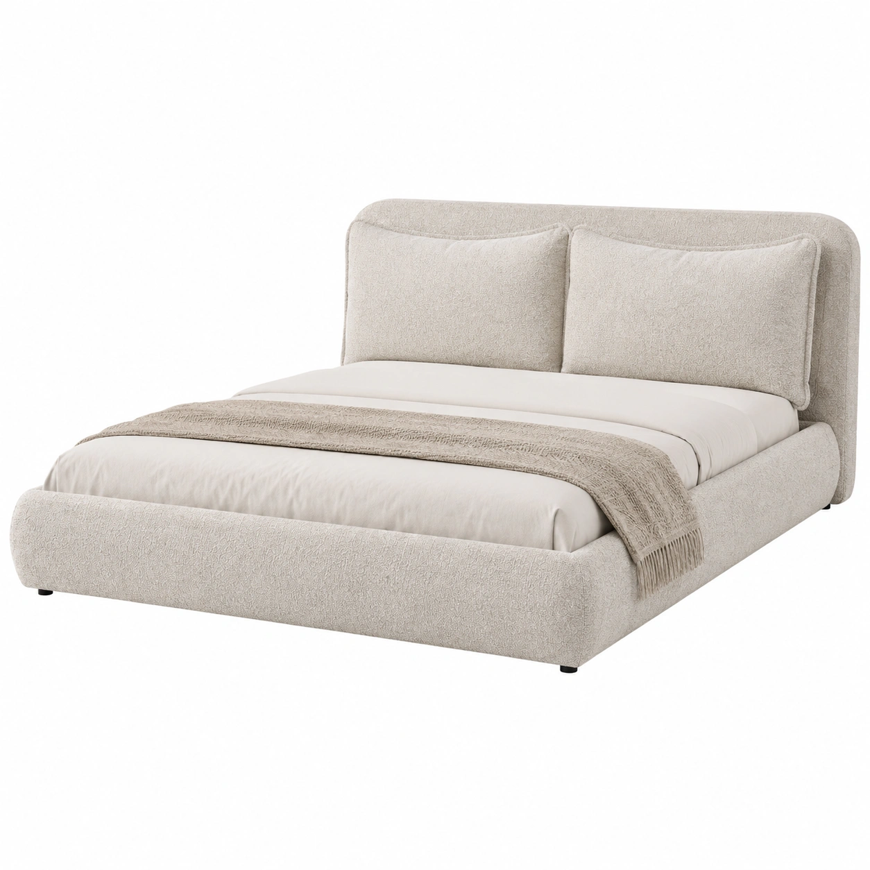 Cama tapizada moderna con textura suave-loftmira