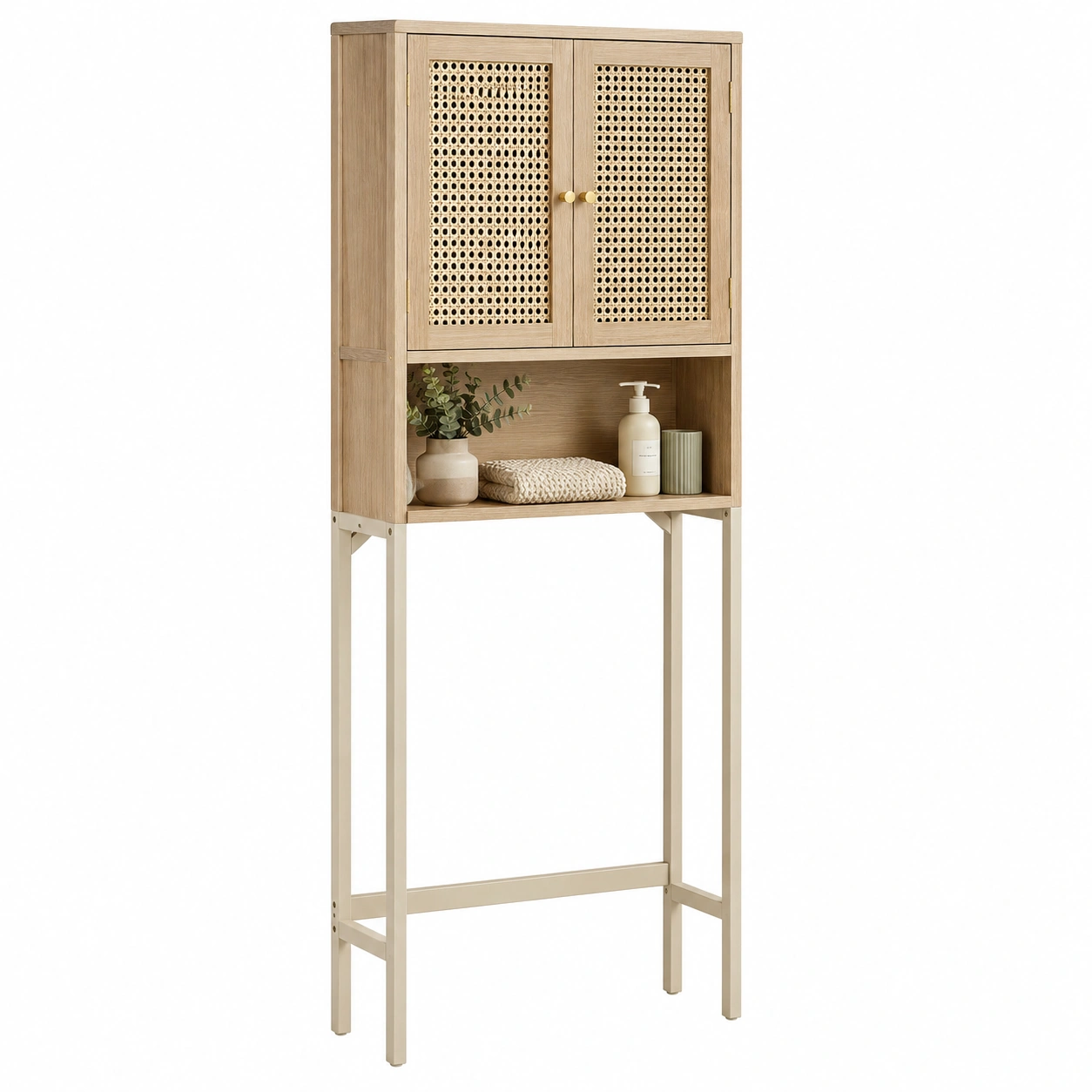 Armario alto nordico con puertas de ratan-loftmira
