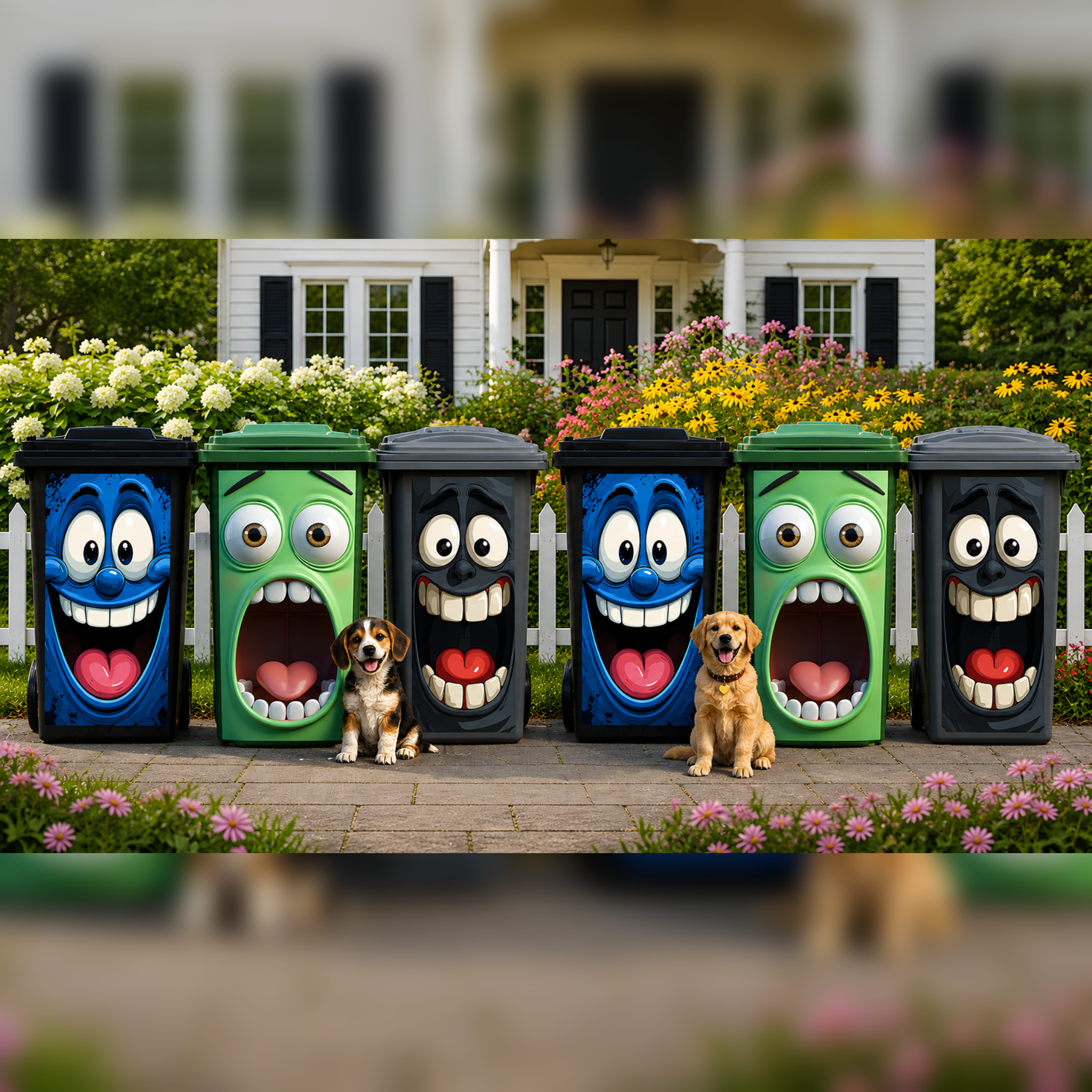Funny Face Trash Can Sticker - Self-Adhesive Kitchen Bin Decal For Home Decor
