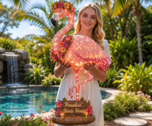 Flamingo Glow Garden Sculpture – Tropical Pink Light-Up Yard Decor for Backyard & Patio Nights