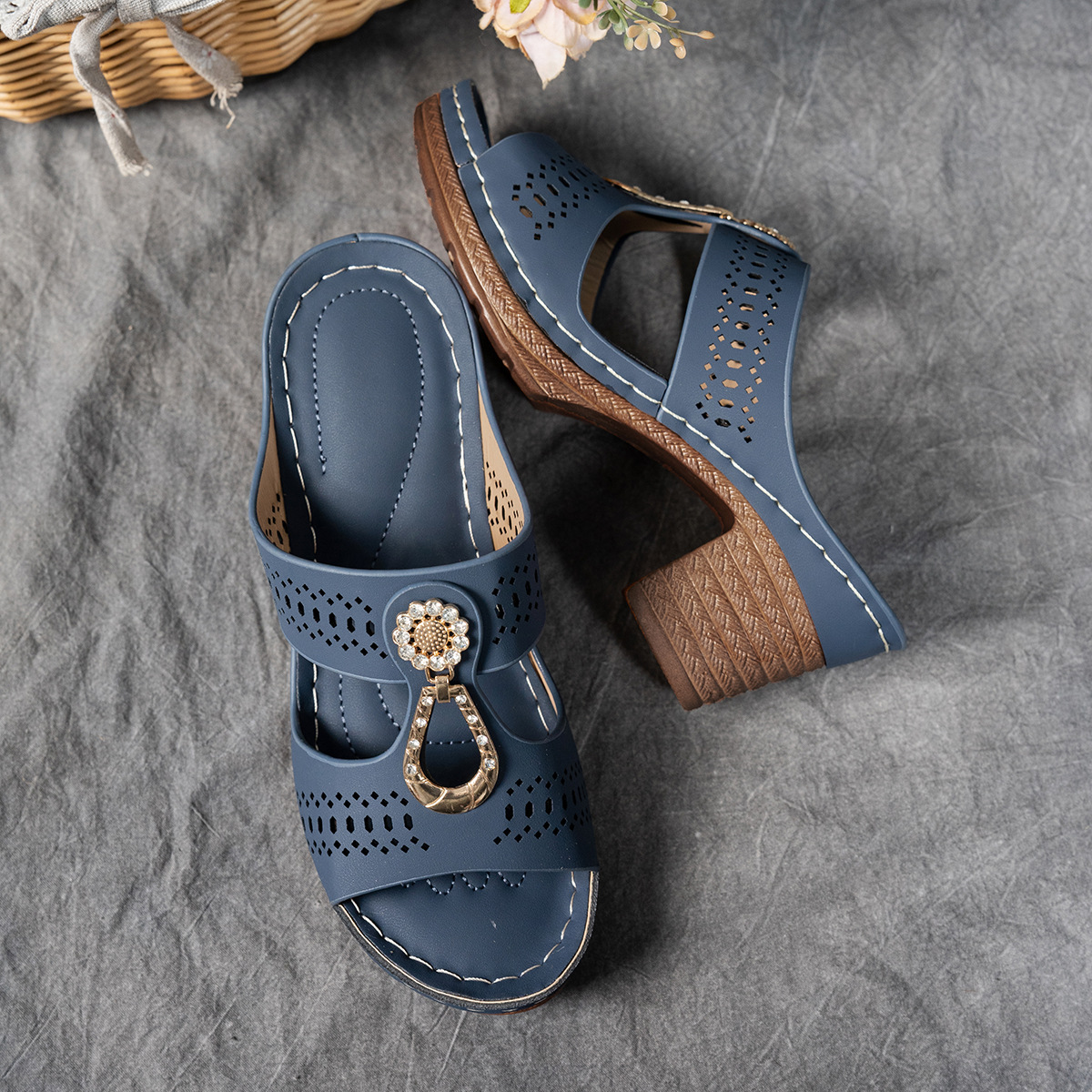Women’s Orthopedic Rhinestone Heel Sandals – Elegant Comfort Support