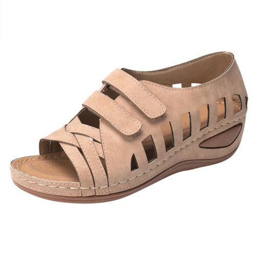Women Summer Casual Leather Sandals Soft Sole Daily Walking Shoes