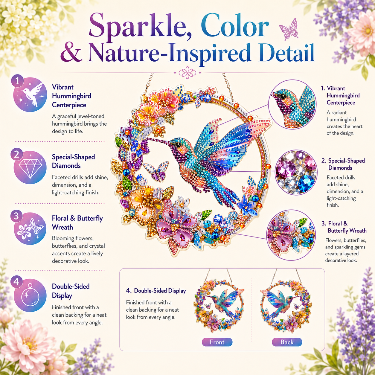 🔥Buy 1 Get 1 free,🐦 Hummingbird Diamond Art Hanging Ornament Kit – Sparkling DIY Window Ornament
