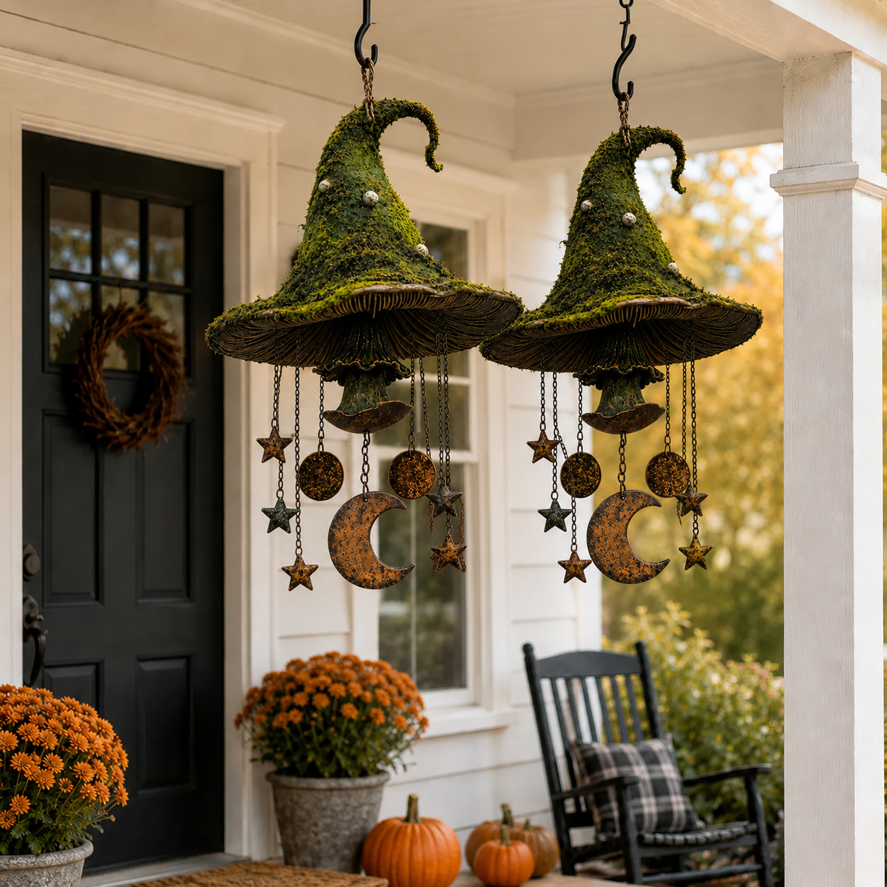 Enchanted Moss Witch Hat Hanging