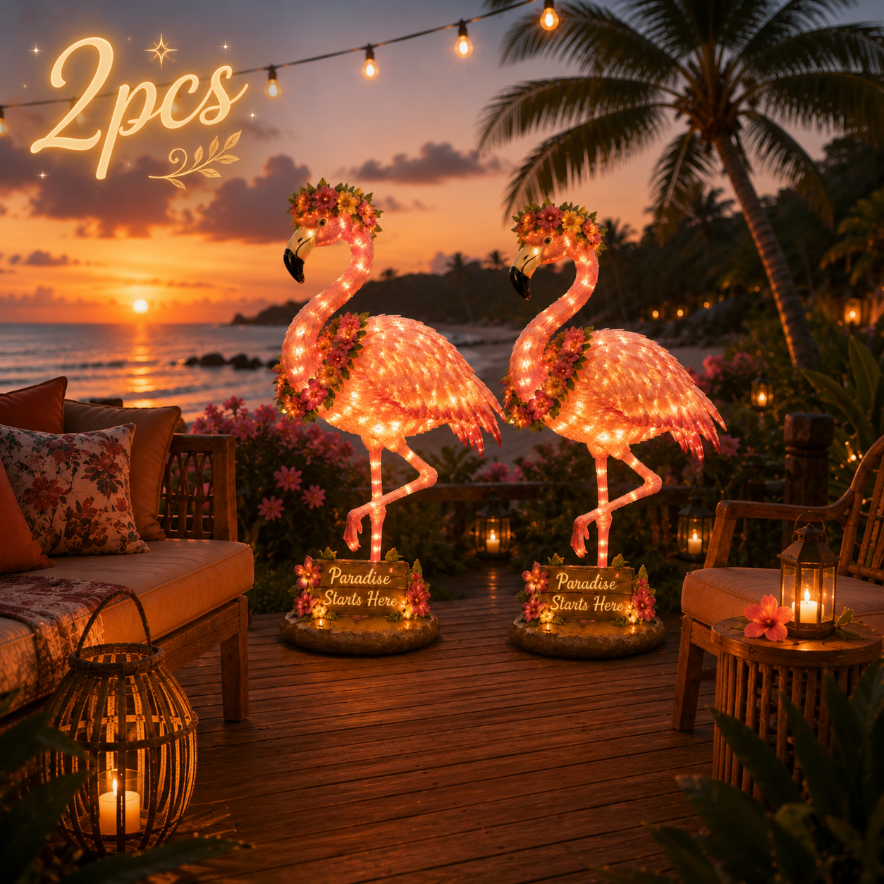 Flamingo Glow Garden Sculpture – Tropical Pink Light-Up Yard Decor for Backyard & Patio Nights
