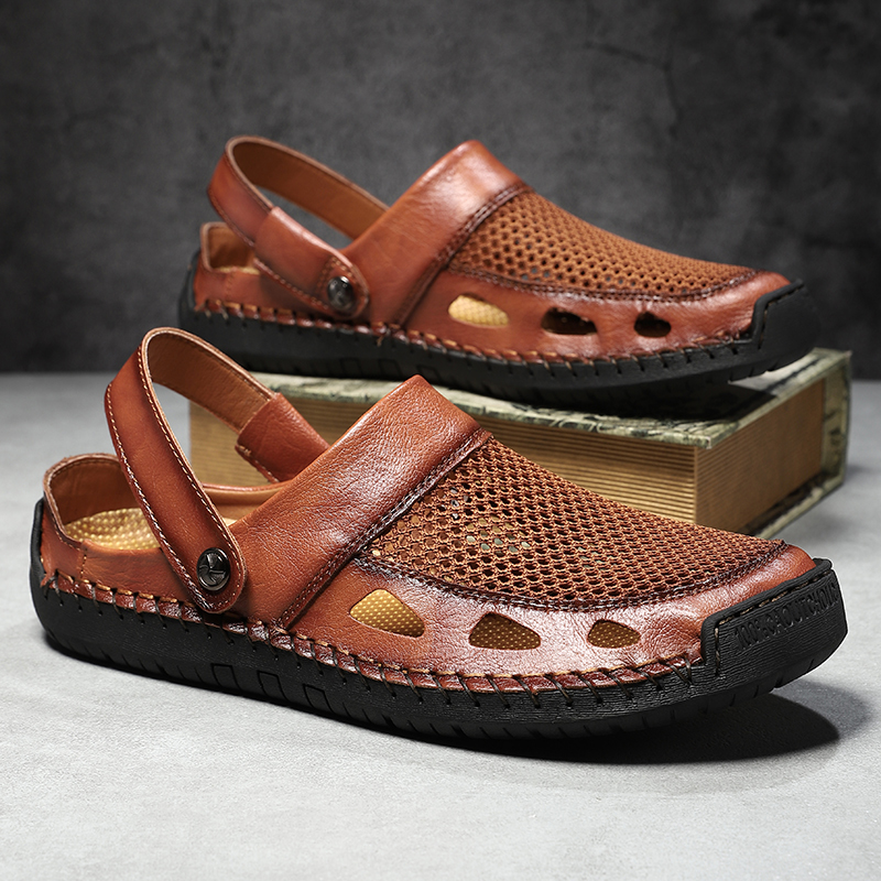 🔥Last Day 60% OFF🔥Men's Premium Leather Closed-Toe Sandals - Non-Slip Outdoor Summer Shoes