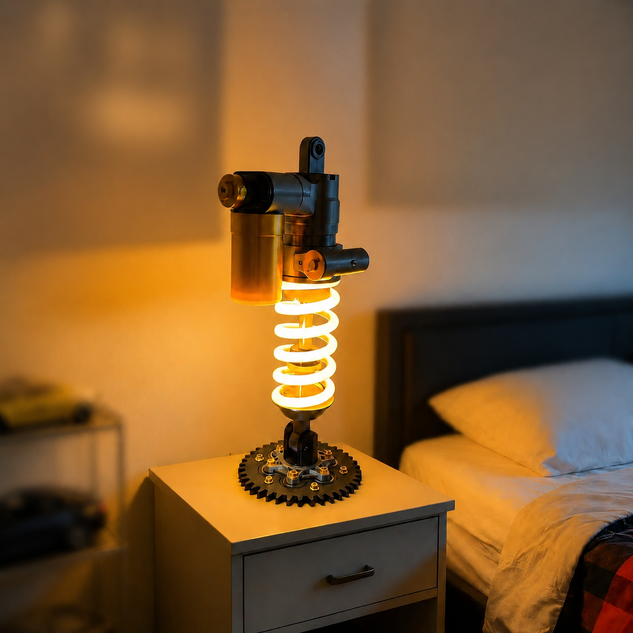 Mechanical Desk Lamp, Shock Absorber Design LED Light for Gaming Room & Car Lovers