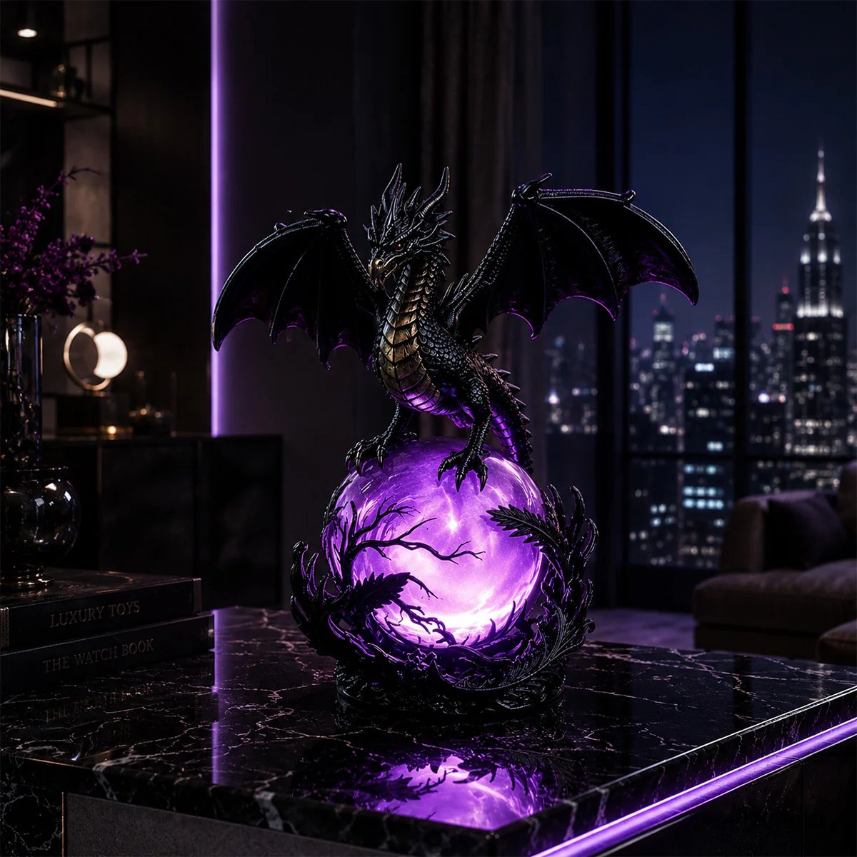 🔮🐉Gothic Dragon LED Crystal Ball Lamp for Dark Aesthetic Decor✨