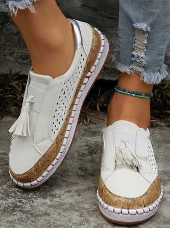 Slide Flat Heel Hollow-Out Round Toe Casual Women Breathable Sneakers