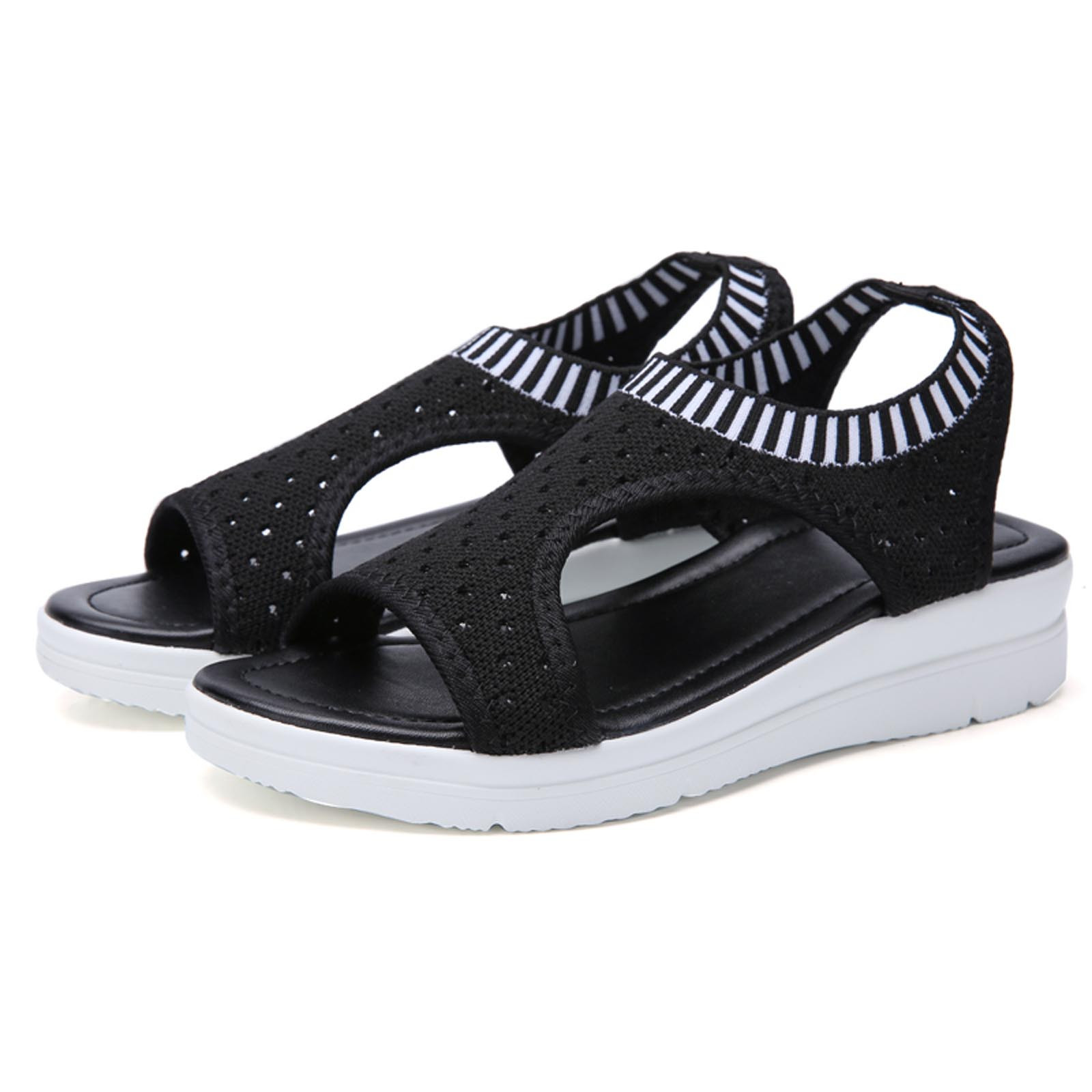 Womens Sandals New Fish Mouth Sandals Women's Large Size Flying Wedge Wedge Sports Women's Sandals Thick Sole Casual Sandals Wedge Sandals for Women