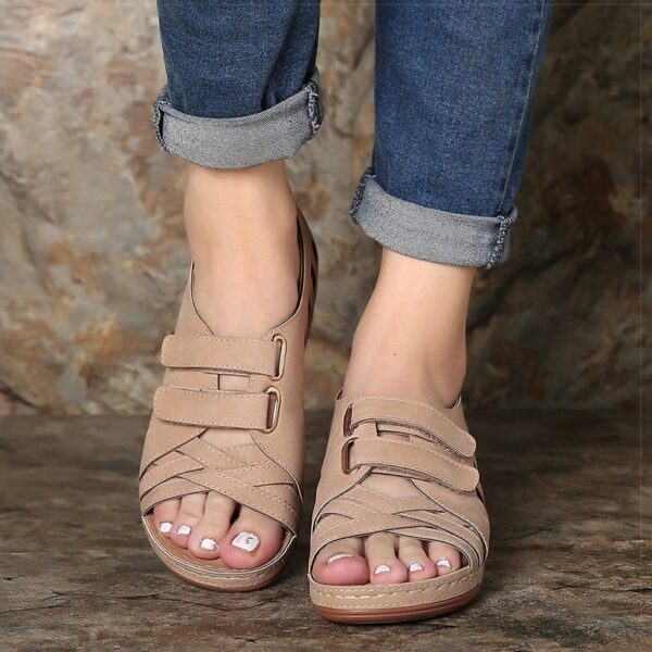 Women Summer Casual Leather Sandals Soft Sole Daily Walking Shoes