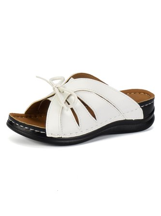 Casual bow-knot openwork comfortable wedge sandals