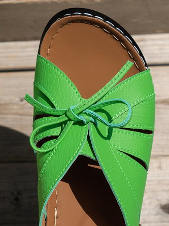 Casual bow-knot openwork comfortable wedge sandals