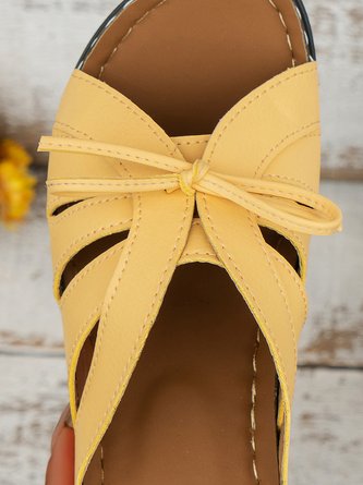Casual bow-knot openwork comfortable wedge sandals
