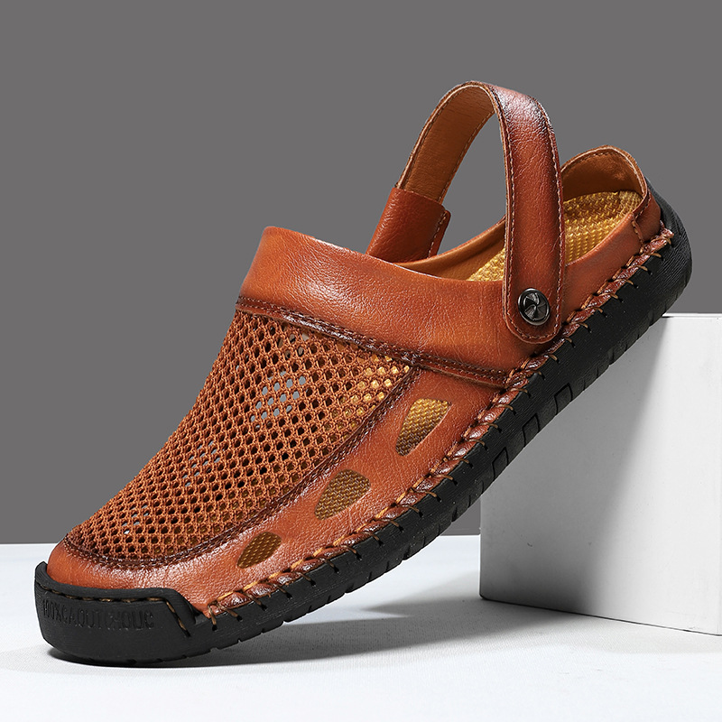 🔥Last Day 60% OFF🔥Men's Premium Leather Closed-Toe Sandals - Non-Slip Outdoor Summer Shoes