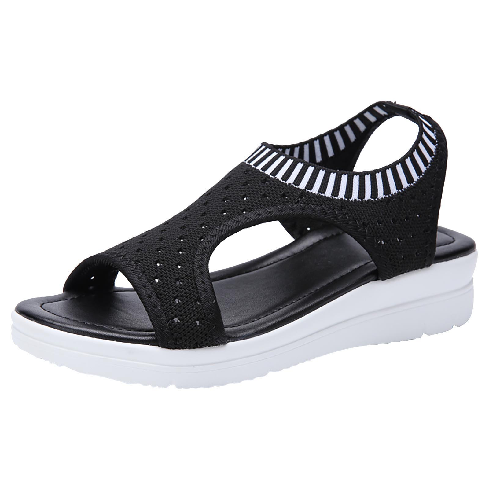 Womens Sandals New Fish Mouth Sandals Women's Large Size Flying Wedge Wedge Sports Women's Sandals Thick Sole Casual Sandals Wedge Sandals for Women