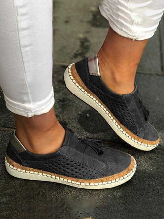 Slide Flat Heel Hollow-Out Round Toe Casual Women Breathable Sneakers