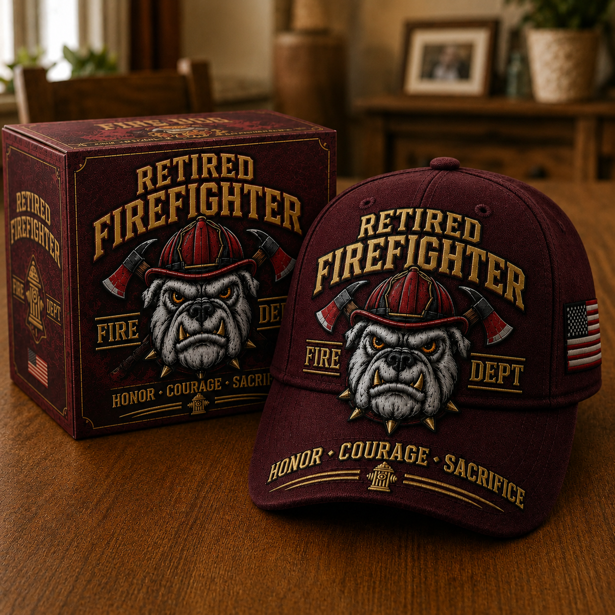 Retired Firefighter Firehouse Bulldog Cap – Honor • Courage • Sacrifice