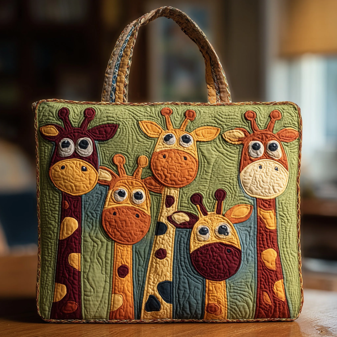 Gentle Meadow Giraffes Quilted Tote✨🦒🌿