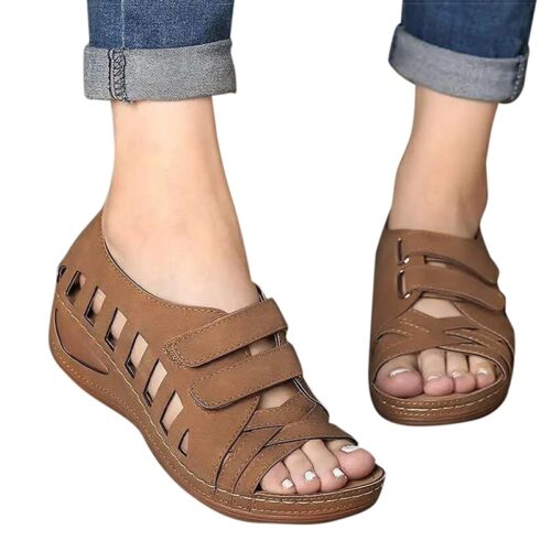Women Summer Casual Leather Sandals Soft Sole Daily Walking Shoes