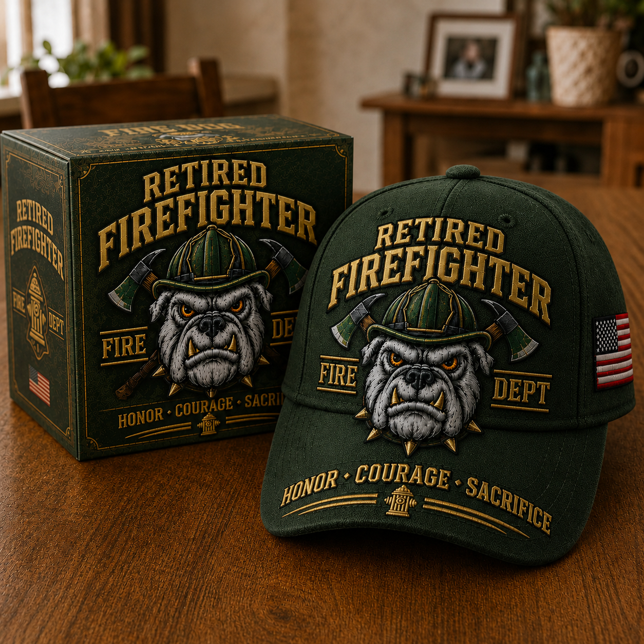 Retired Firefighter Firehouse Bulldog Cap – Honor • Courage • Sacrifice
