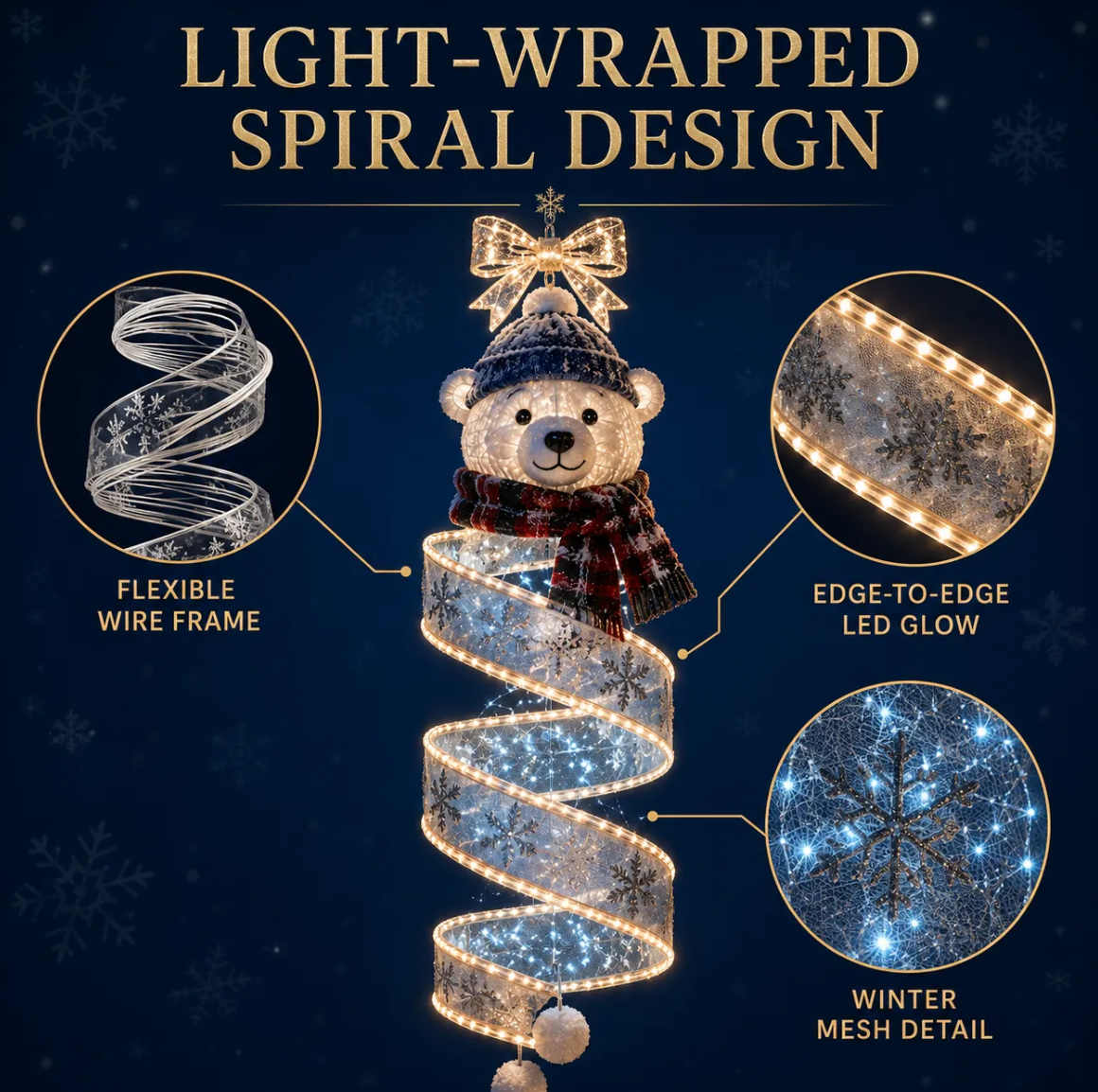 🎄 Enchanted Christmas Spiral Hanging Lights | Glowing Holiday Porch Decor