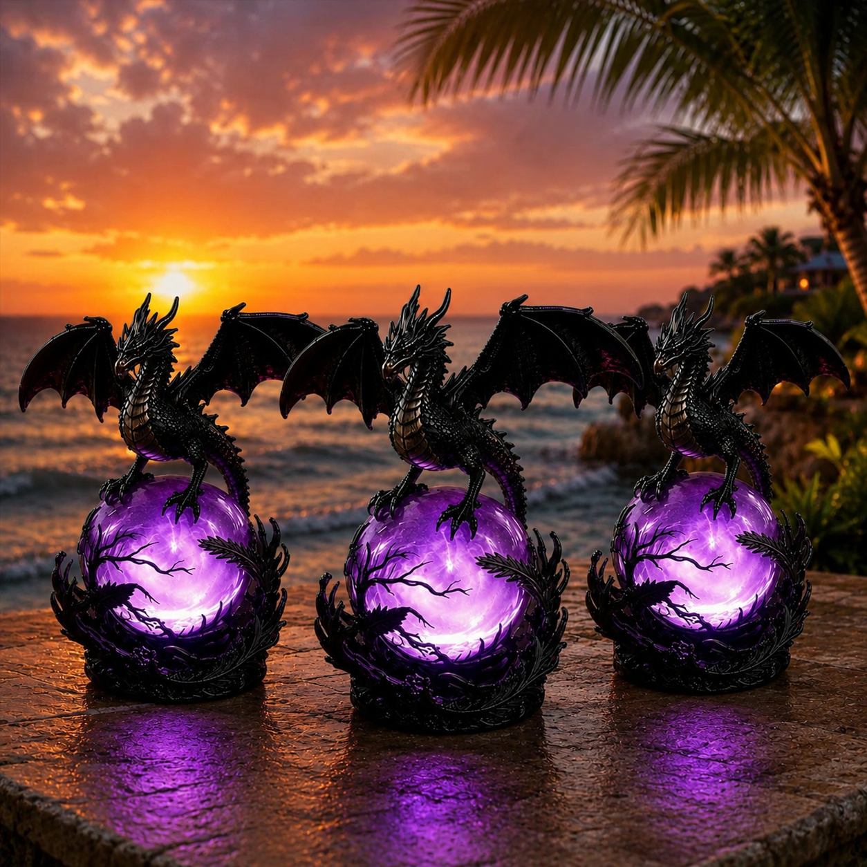 🔮🐉Gothic Dragon LED Crystal Ball Lamp for Dark Aesthetic Decor✨