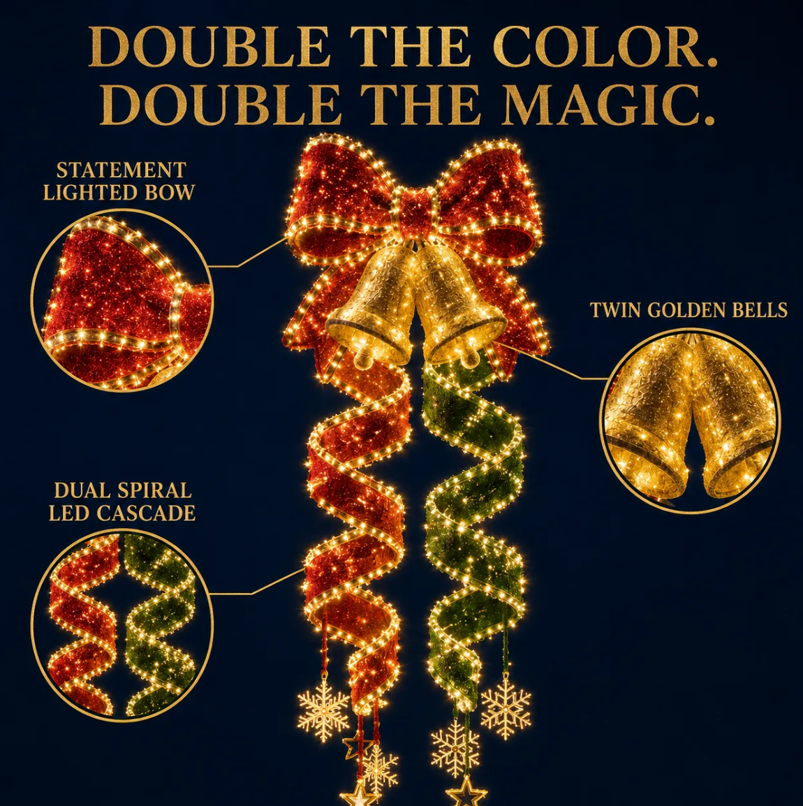 🎄 Enchanted Christmas Spiral Hanging Lights | Glowing Holiday Porch Decor