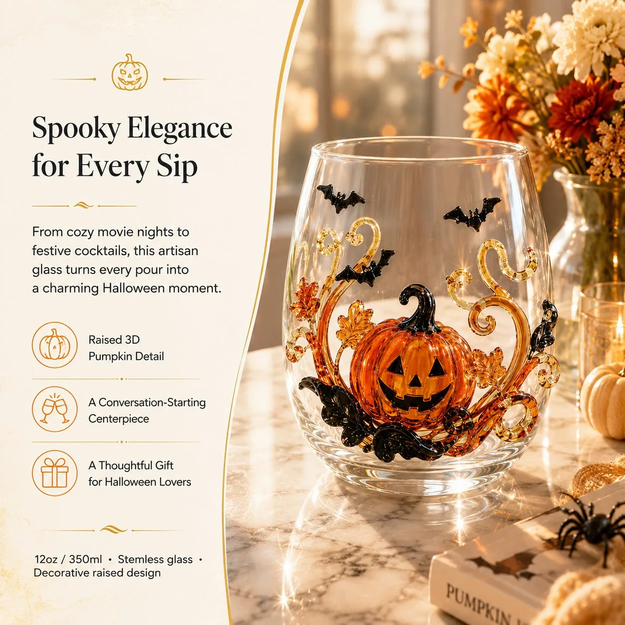 🎃 3D Halloween Glassware Collection | For Magical Halloween Sips, Eye-Catching 3D Details, Luminous Festive Party Moments & Cozy Fall Home Bar Glow
