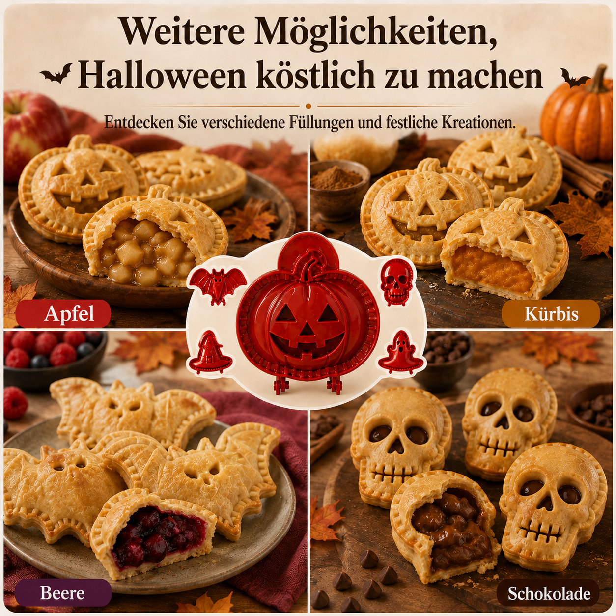 🎃 Halloween-Mini-Pastetenformen-Set – 8 gruselige Designs für einfaches, festliches Backen