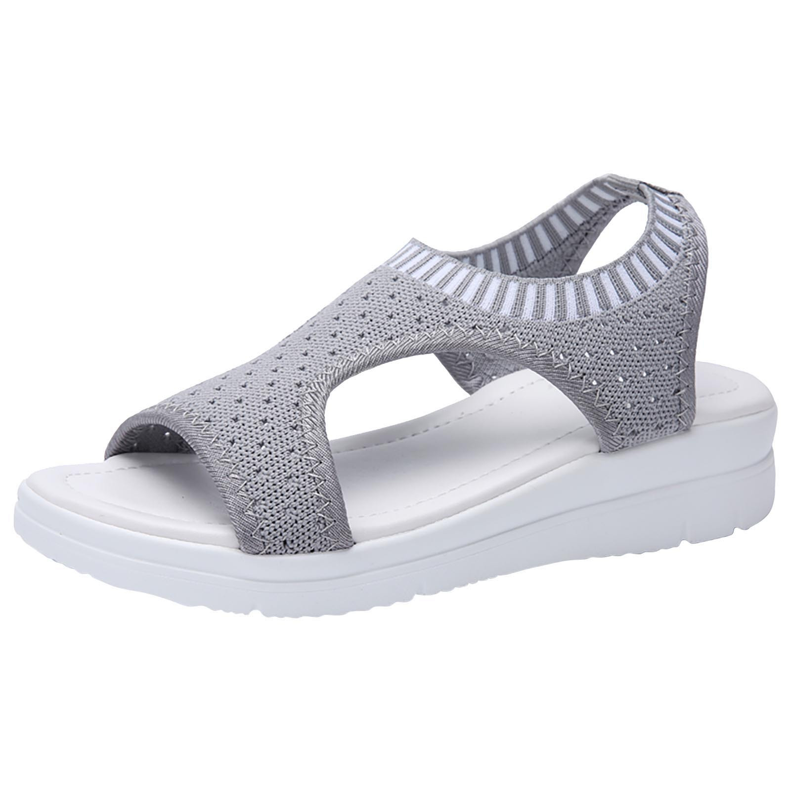Womens Sandals New Fish Mouth Sandals Women's Large Size Flying Wedge Wedge Sports Women's Sandals Thick Sole Casual Sandals Wedge Sandals for Women